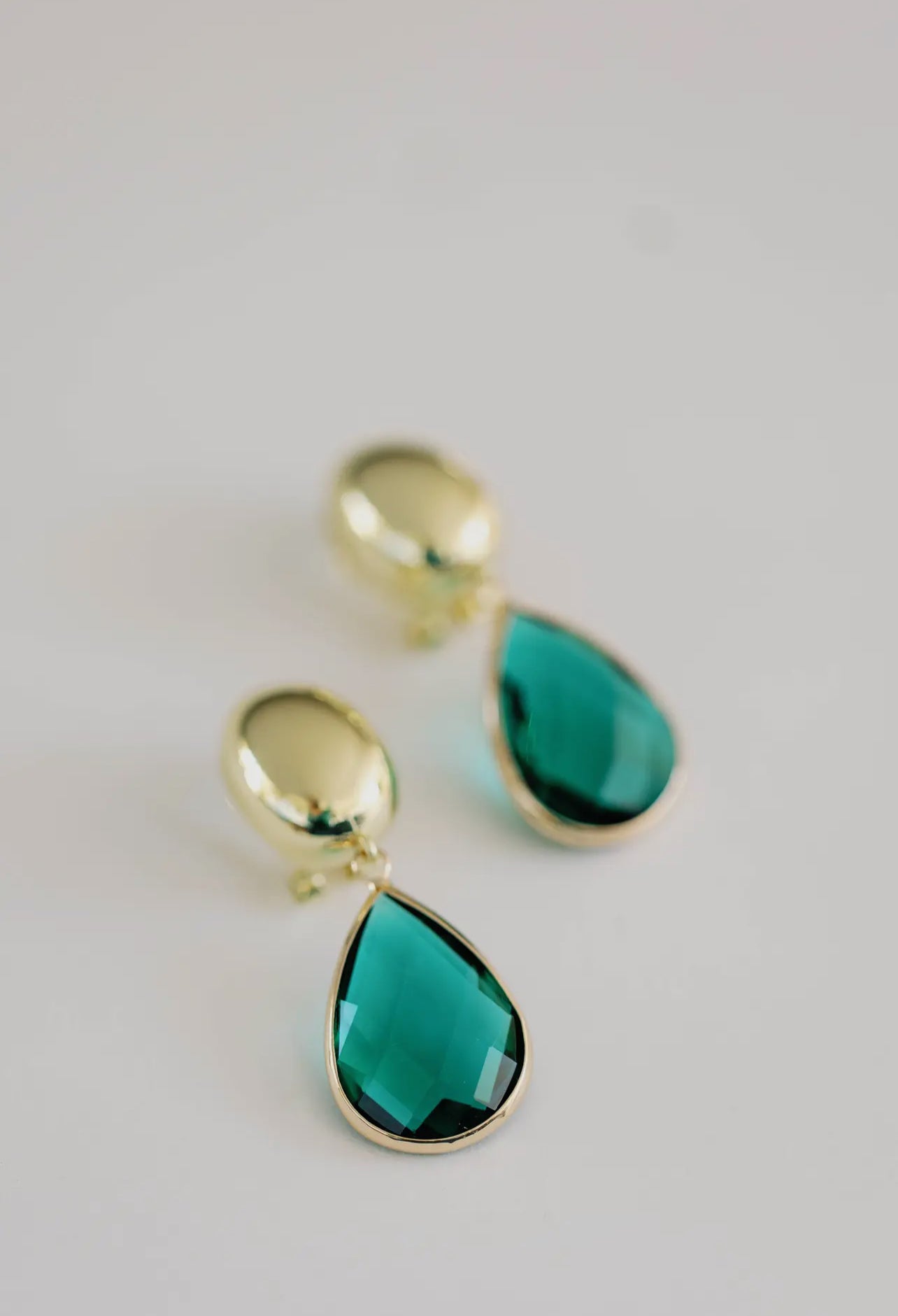 St Armands Vintage Chunky Gold and Green Drop Earrings