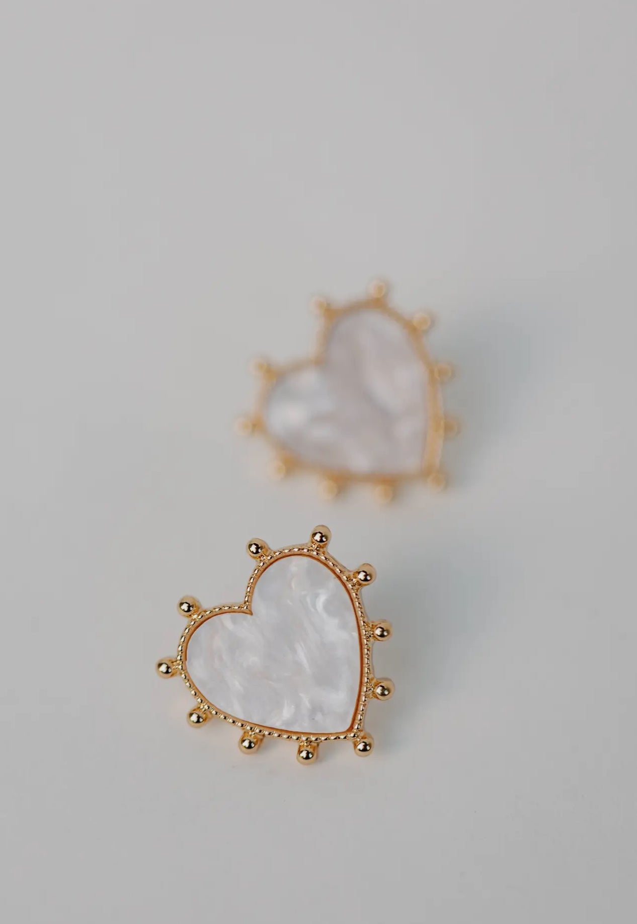 St Armands Gold Studded Pink Tortoise Heart Earrings
