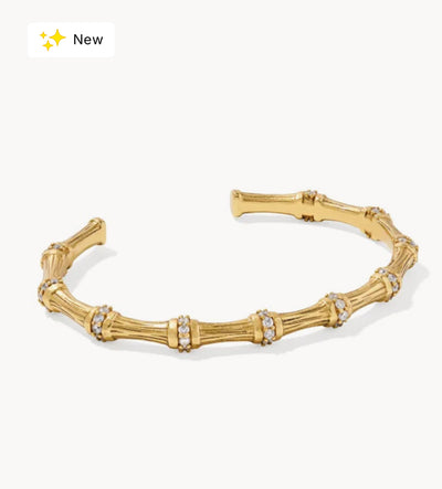 Kendra Scott Maura Bamboo Cuff Braclet gold white crystal