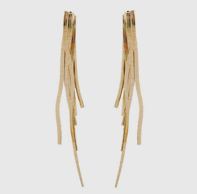 St Armands Designs Skinny Gold Cascading Tassel Earrings