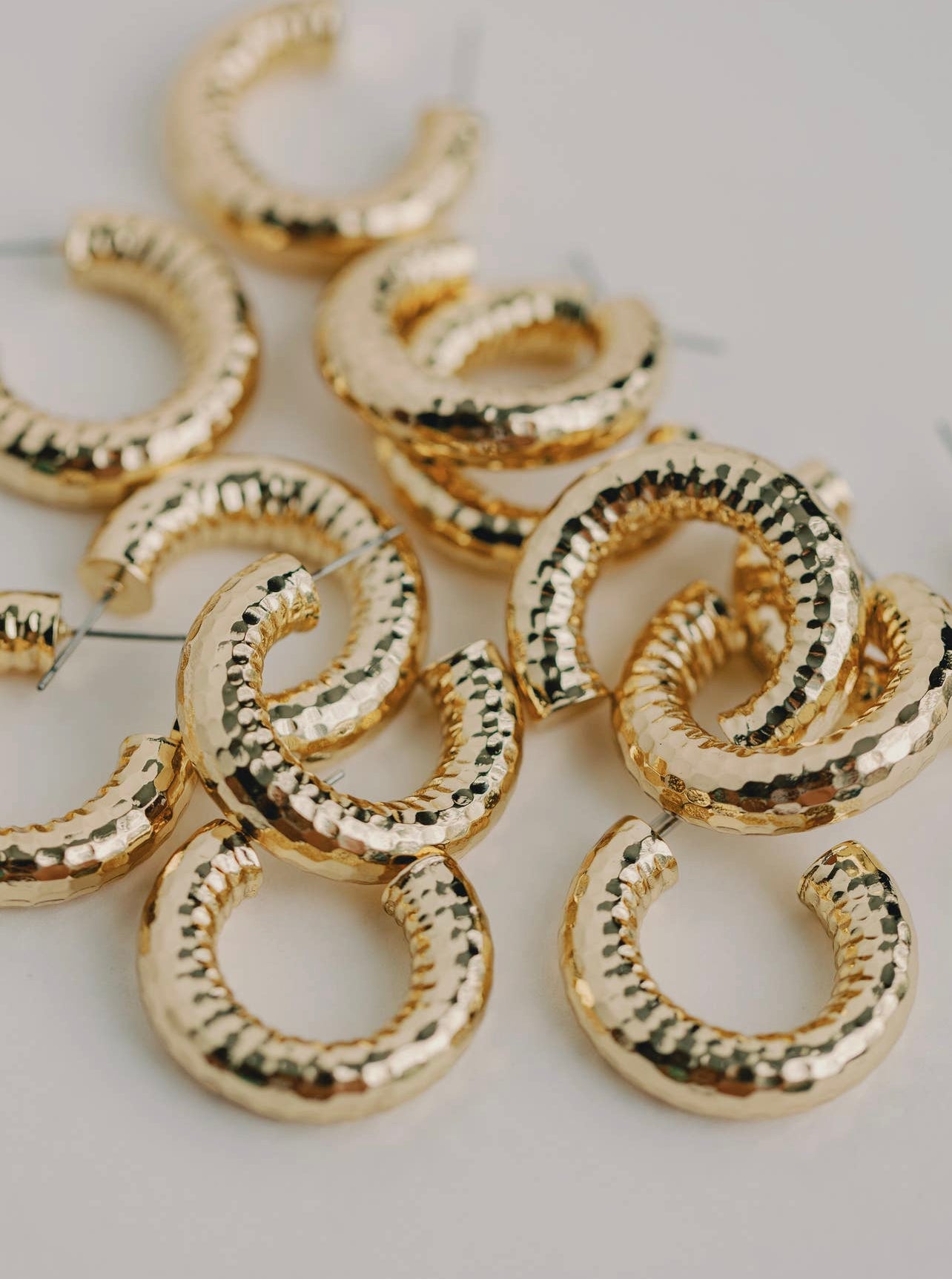 St Armands Designs ￼Hammered Gold Vintage Style Hoop Earrings