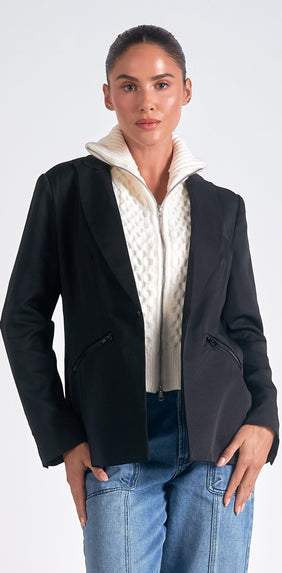 Elan Black Blazer Sweater Jacket