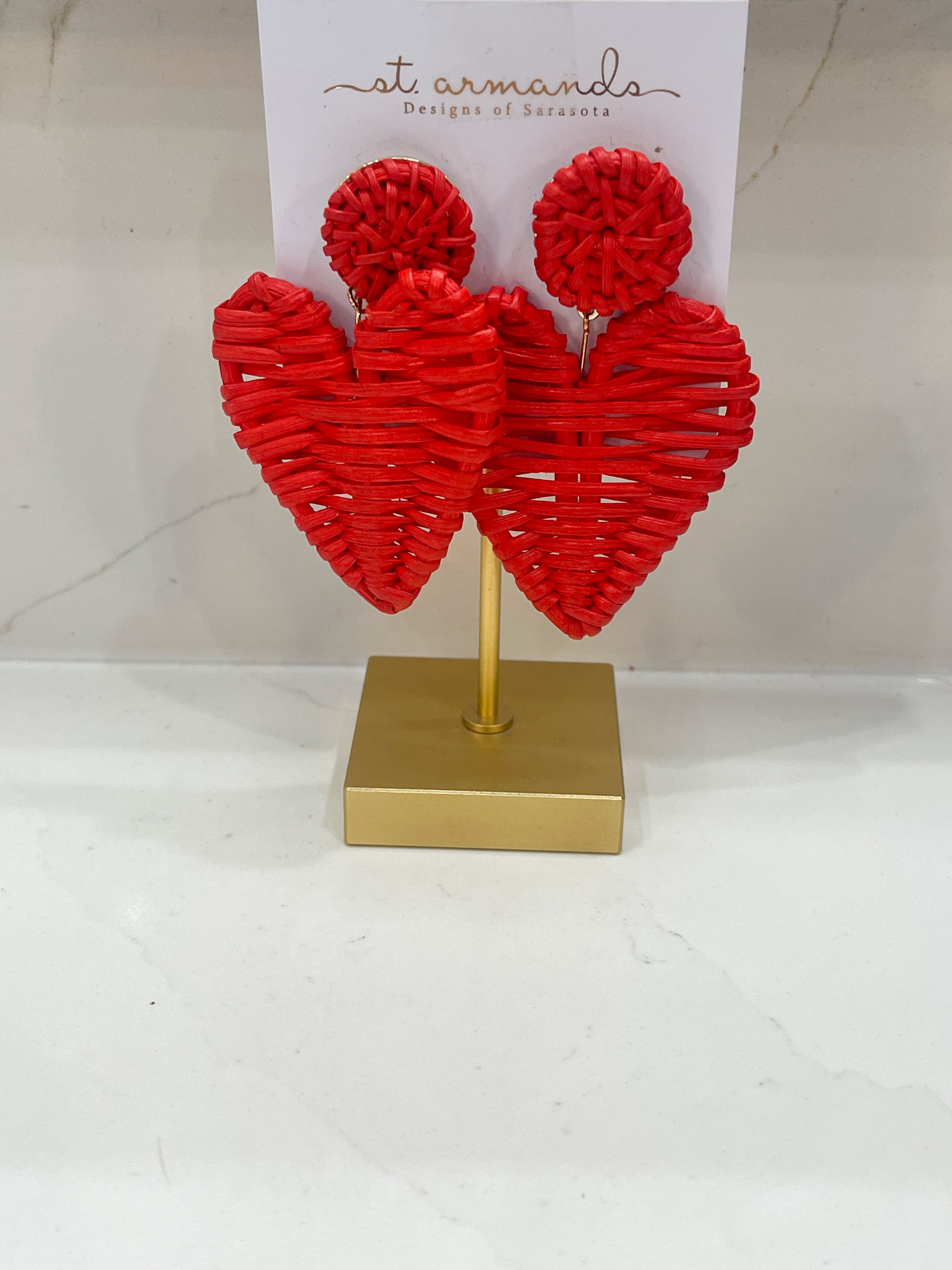 St Armands Big Red Heart Earring