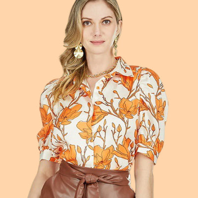 Jade Orange Lillies Blouse