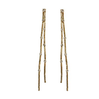 St Armands Diamond Dotted Gold Duster Statement Earrings