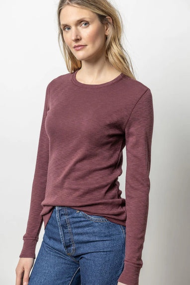 Lilla P Long Sleeve Raw Edge Crew